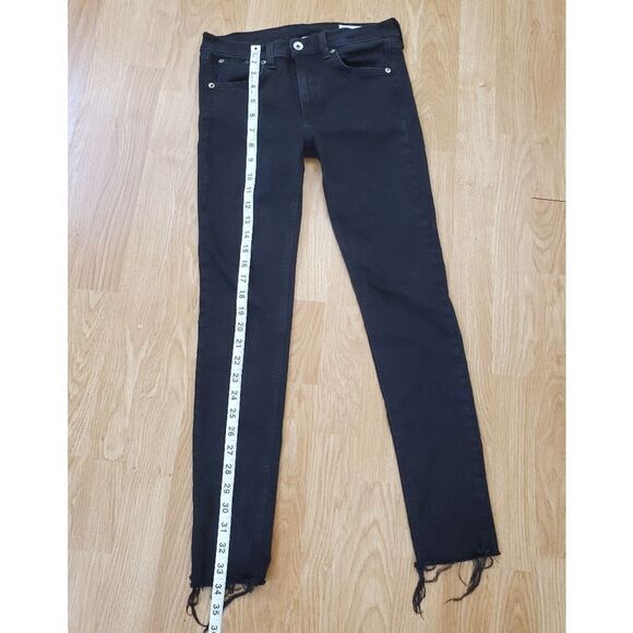 Rag & Bone Ankle Skinny Raw Hem Jeans - size 27 in Black. - Picture 10 of 14
